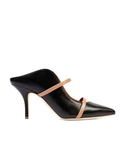 Malone Souliers Pointed Thin Belt Muller High Heels In Black