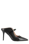 Malone Souliers Pointed Toe Mules With Glossy Strap Details In Black