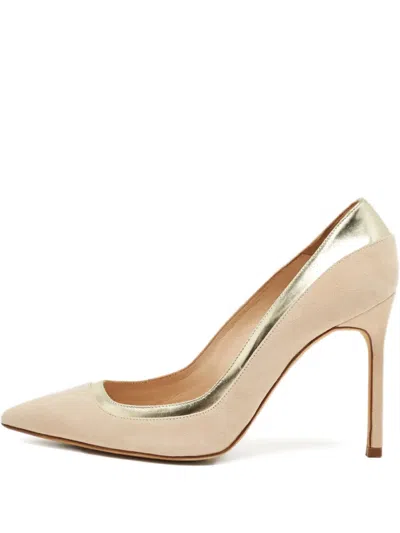 Pre-owned Malone Souliers Pointed-toe Pumps In Neutral