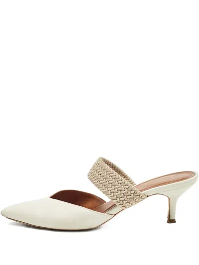 Pre-owned Malone Souliers  60mm Leather Mules In White