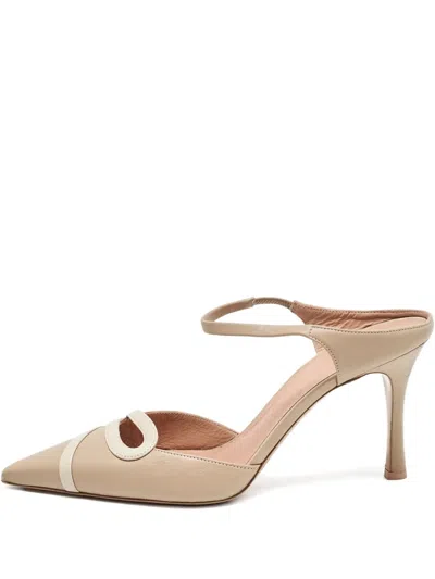 Pre-owned Malone Souliers  80mm Leather Strapped Pumps In Neutral