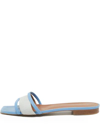 Pre-owned Malone Souliers  Demi Two-band Flat Sandals In Blue