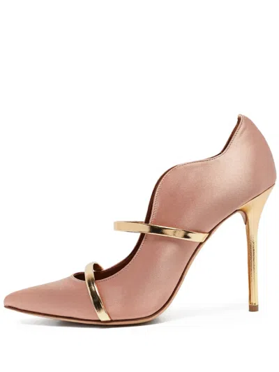 Pre-owned Malone Souliers  Maureen Metallic-strap Pointed-toe Pumps In Gold