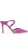 Malone Souliers Yoana 90 Pointed Satin Mules In Purple