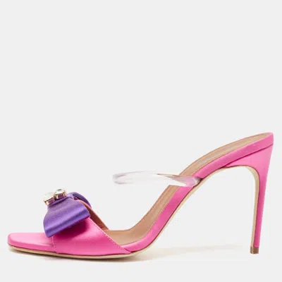 Pre-owned Malone Souliers Purple/pink Satin Emily Slide Sandals Size 37.5