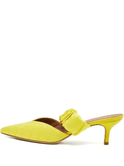 Pre-owned Malone Souliers Quilted Mules In Yellow