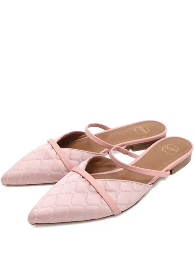 Pre-owned Malone Souliers Quilted Strap Mules In Pink