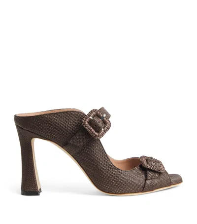 Malone Souliers Raffia Kimberly Heeled Mules 90 In Brown
