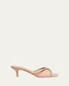 Malone Souliers Raffia Leather Crisscross Slide Sandals In Lino/mushroom