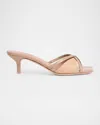 Malone Souliers Raffia Leather Crisscross Slide Sandals In Lino/mushroom