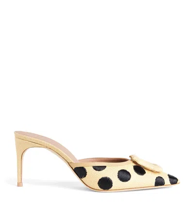Malone Souliers Raffia Polka-dot Mona Mules 70 In Beige