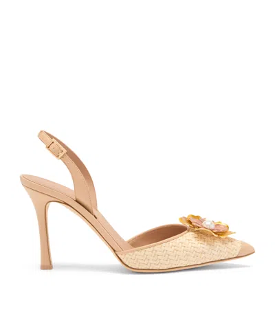 Malone Souliers Raffia Sarah Slingback Heels 90 In Neutral