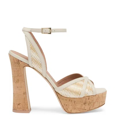 Malone Souliers Sylvie 125 Floral Mesh Platform Sandals In White