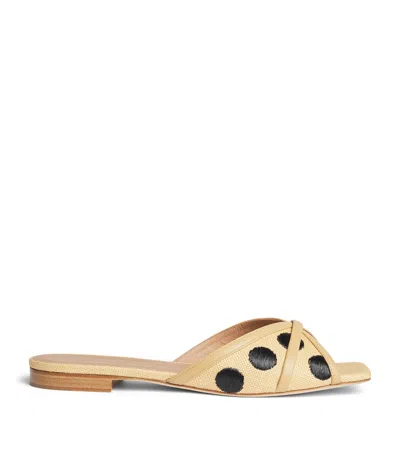 Malone Souliers Raffia-leather Perla Flat Mules In Silver