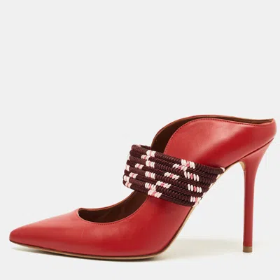 Pre-owned Malone Souliers Red Leather Mara Mules Size 37