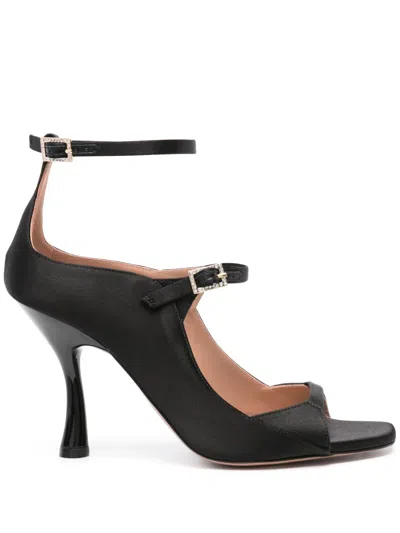 Malone Souliers Riley 90mm Satin Sandals In Black