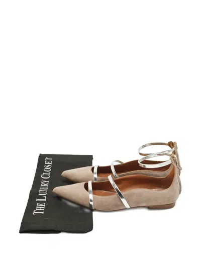 Pre-owned Malone Souliers Robyn Point-toe Flat Ballet In Neutral