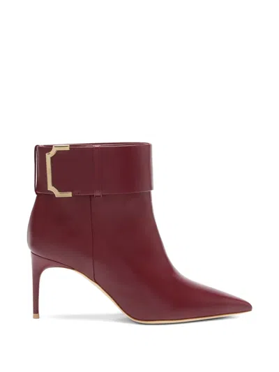 Malone Souliers Rossella Belt-detail Leather Ankle Boots In Red