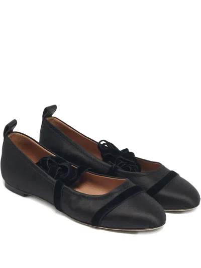 Pre-owned Malone Souliers Round-toe Ballet Flats In Black