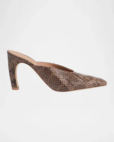 Malone Souliers Rowe 90mm Snakeskin Mules In Blue