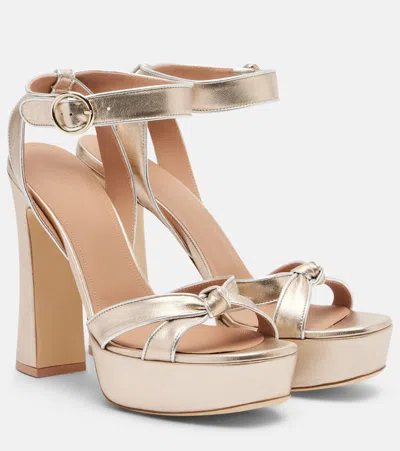 Malone Souliers Rudi 130 Leather Platform Sandals In Silver