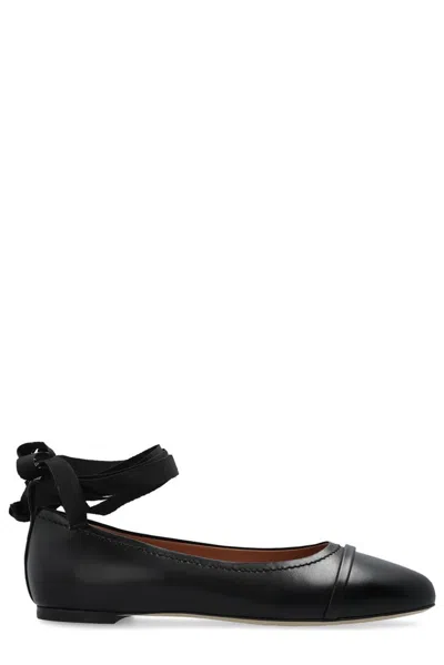 Malone Souliers Sabina Leather Ballet Flats In Black