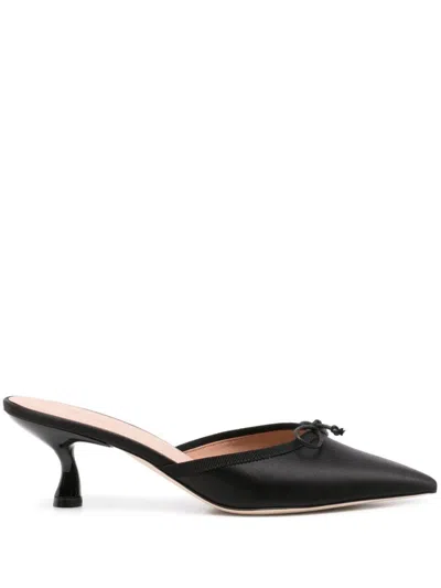 Malone Souliers Bow-detail Satin Mules In Black
