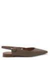 Malone Souliers Buttoned Pointed Toe Ballet Flats In Brown