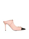 Malone Souliers Blanca Mules Aus Leder Mit Schleife In Peach/black