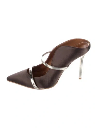 Pre-owned Malone Souliers Satin Colorblock Pattern Mules In Multi