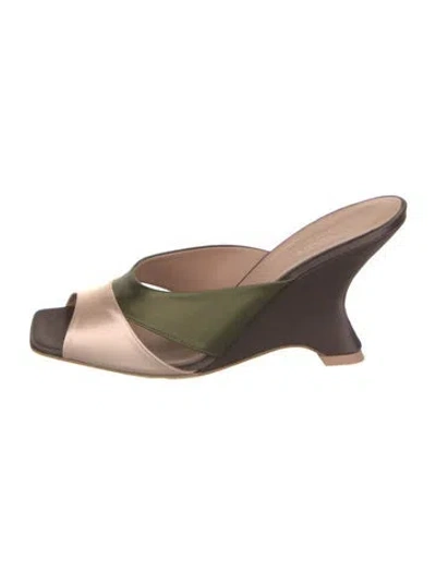 Pre-owned Malone Souliers Satin Colorblock Pattern Sandals In Brown
