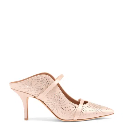 Malone Souliers Satin Crystal-embellished Maureen Heeled Mules 70 In Gray