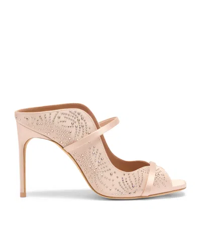 Malone Souliers Satin Crystal-embellished Noah Heeled Sandals 90 In Neutral