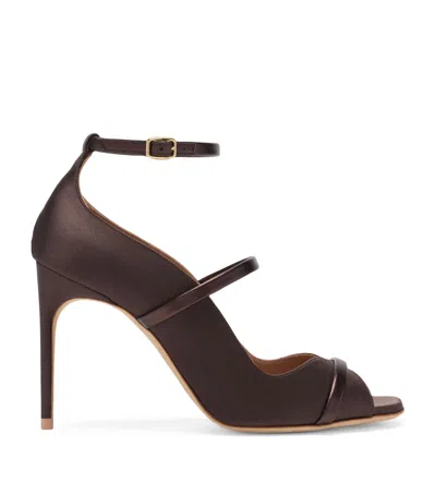 Malone Souliers Satin Cynthia Heeled Sandals 90 In Brown
