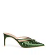 Malone Souliers Satin Embellished Marisa Mules In Green