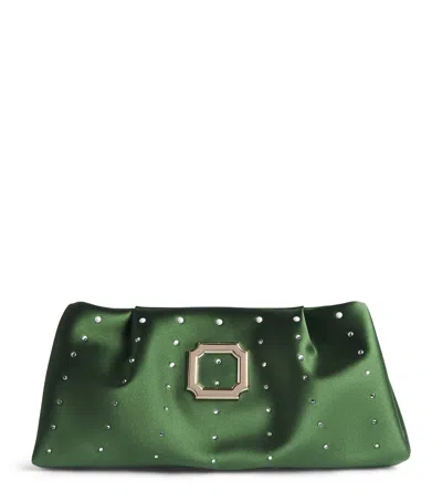 Malone Souliers Satin Embellished Vittoria Clutch Bag In Green