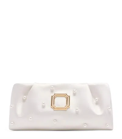 Malone Souliers Satin Embellished Vittoria Clutch Bag In White
