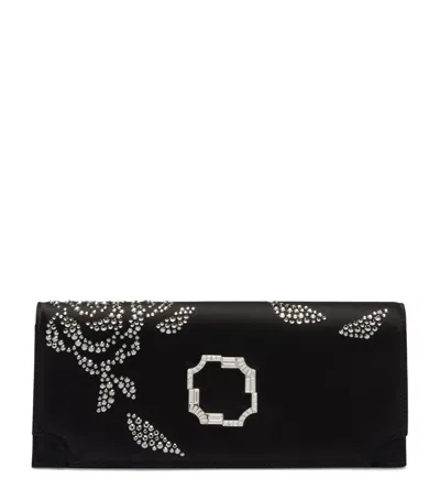 Malone Souliers Satin Embellished Vivien Clutch Bag In Black