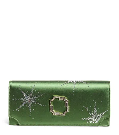 Malone Souliers Satin Embellished Vivien Clutch Bag In Green