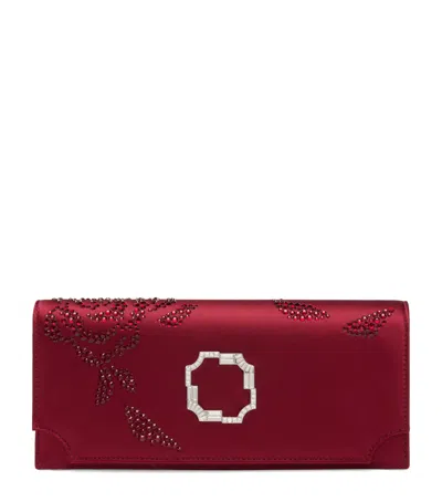 Malone Souliers Satin Embellished Vivien Clutch Bag In Red