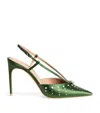 Malone Souliers Satin Moore Slingback Pumps 90 In Green