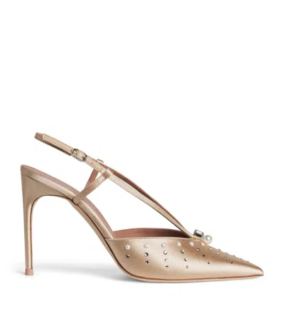 Malone Souliers Satin Moore Slingback Pumps 90 In Neutral