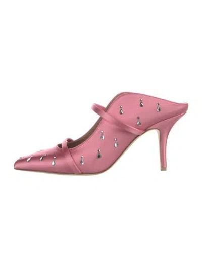 Pre-owned Malone Souliers Satin Mules In Pink