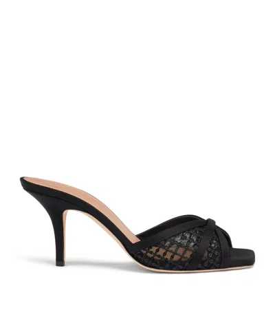 Malone Souliers Sequin Mesh Perla Heeled Sandals 70 In Black