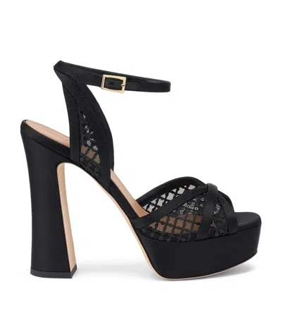 Malone Souliers Sequin Mesh Sylvie Platform Sandals 125 In Black