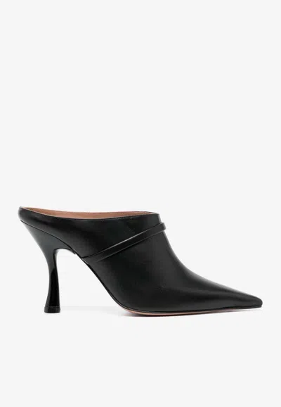 Malone Souliers Shai 90mm Leather Mules In Black