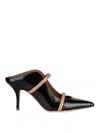 Malone Souliers Pointed Thin Belt Muller High Heels In Nude & Neutrals