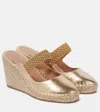 Malone Souliers Siena 70 Leather Espadrille Wedges In Antique Gold