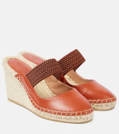Malone Souliers Siena 70 Leather Espadrille Wedges In Brown