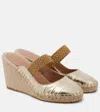 Malone Souliers Siena 70 Leather Espadrille Wedges In Metallic